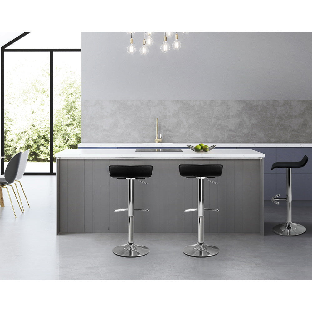 Marlook 2x Bar Stools Adjustable Gas Lift Chairs Black