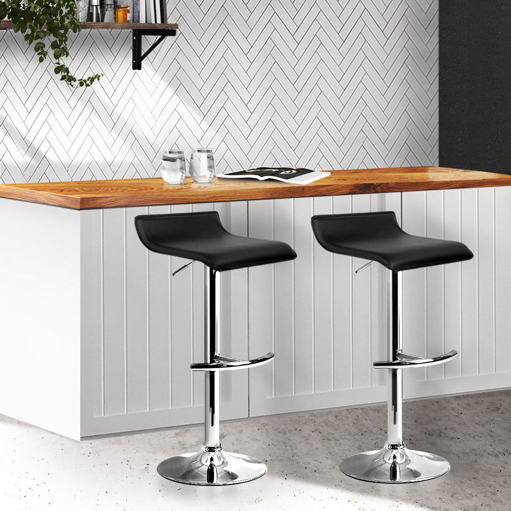Marlook 2x Bar Stools Adjustable Gas Lift Chairs Black