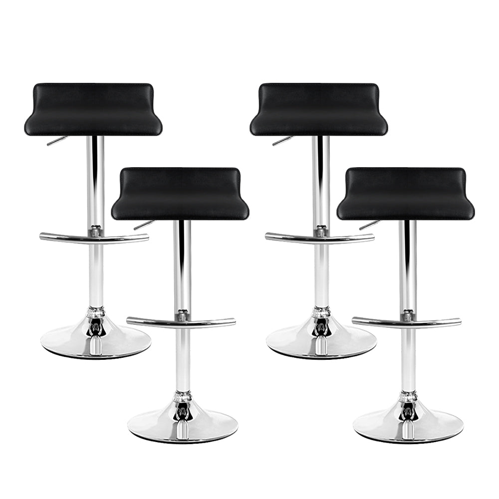 Marlook 4x Bar Stools Adjustable Gas Lift Chairs Black