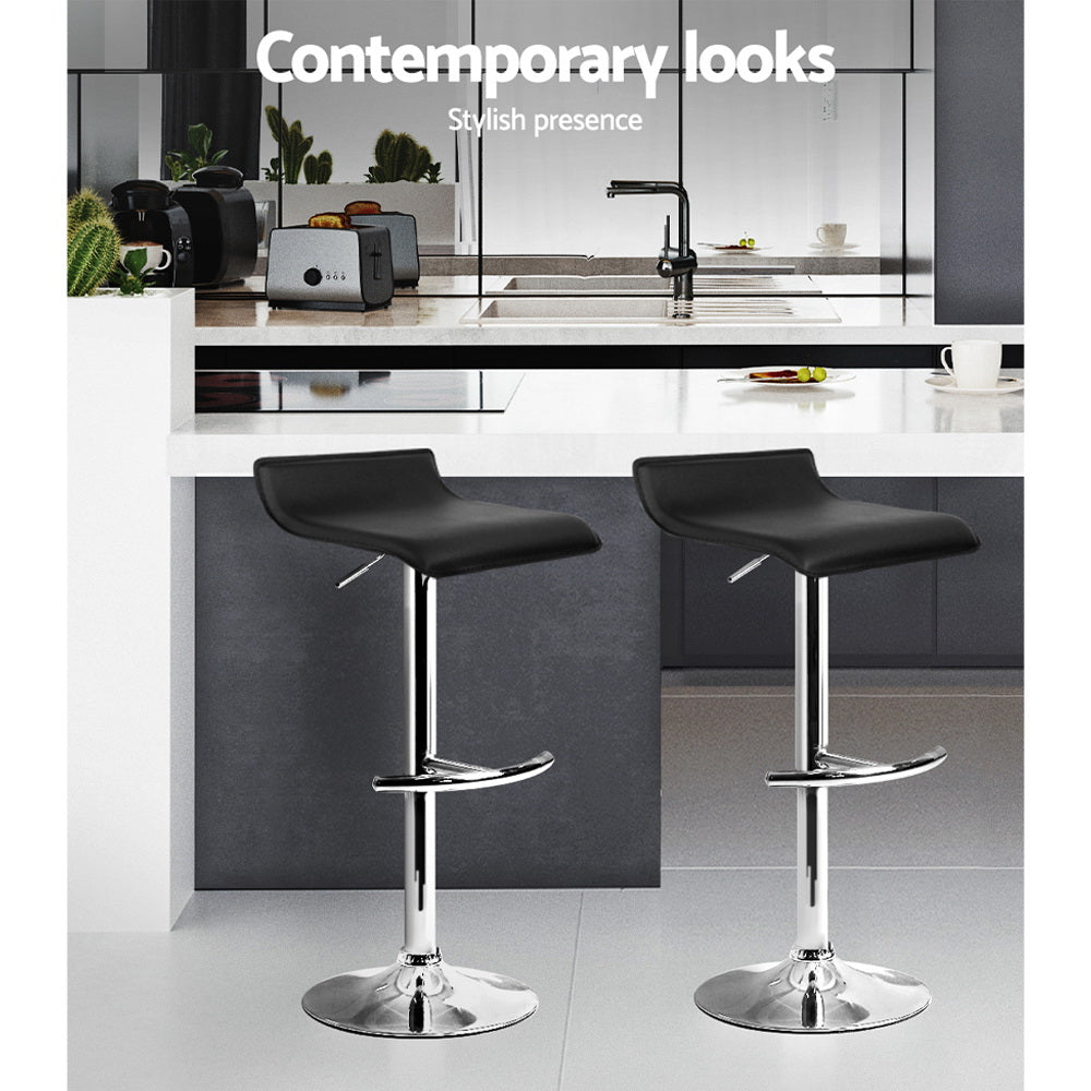 Marlook 4x Bar Stools Adjustable Gas Lift Chairs Black