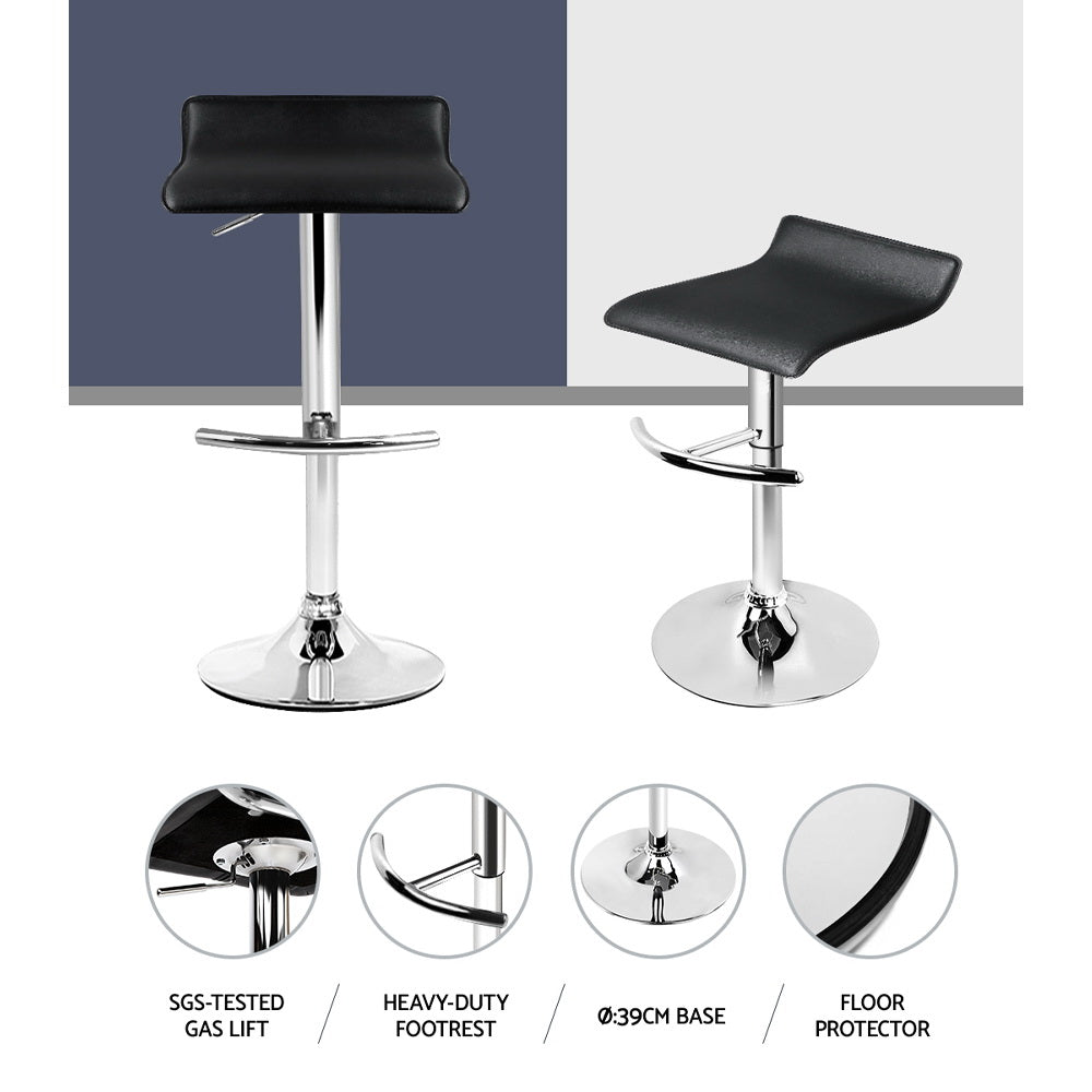 Marlook 4x Bar Stools Adjustable Gas Lift Chairs Black