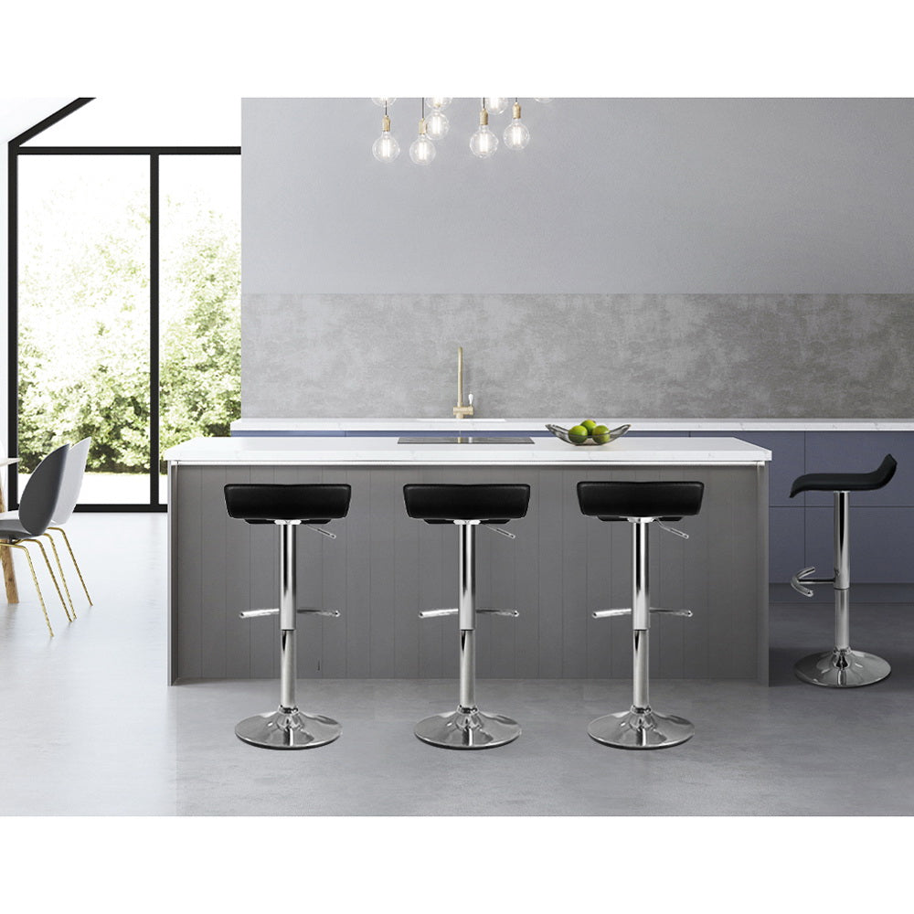Marlook 4x Bar Stools Adjustable Gas Lift Chairs Black
