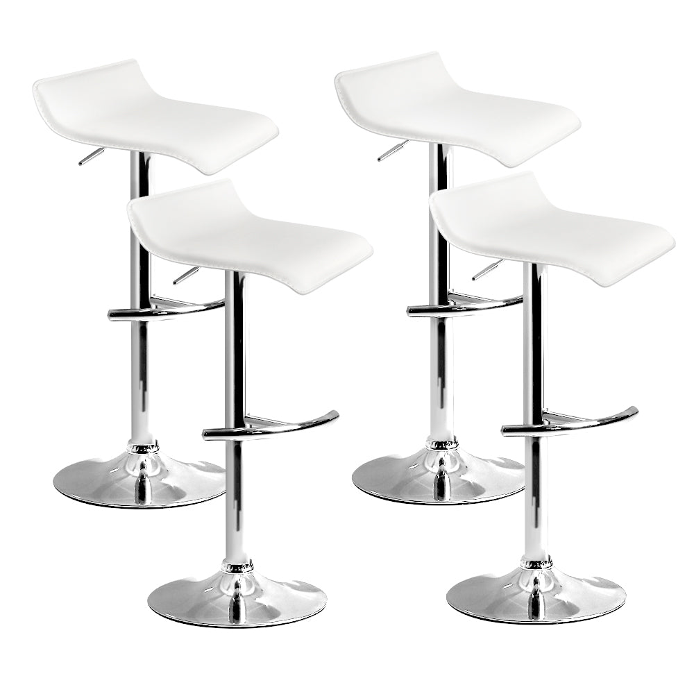 Marlook 4x Bar Stools Adjustable Gas Lift Chairs White