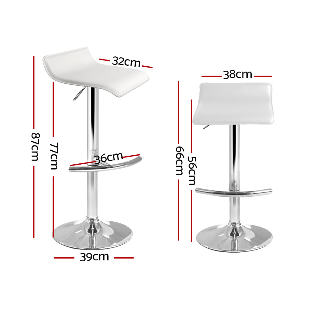 Marlook 4x Bar Stools Adjustable Gas Lift Chairs White