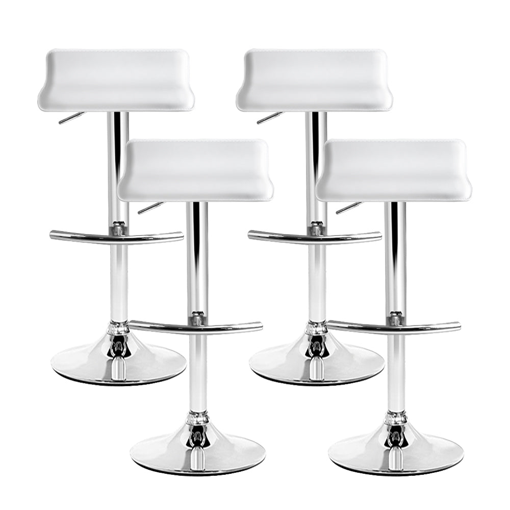 Marlook 4x Bar Stools Adjustable Gas Lift Chairs White