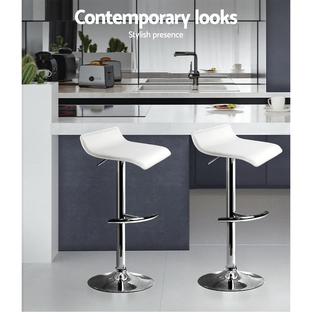 Marlook 4x Bar Stools Adjustable Gas Lift Chairs White