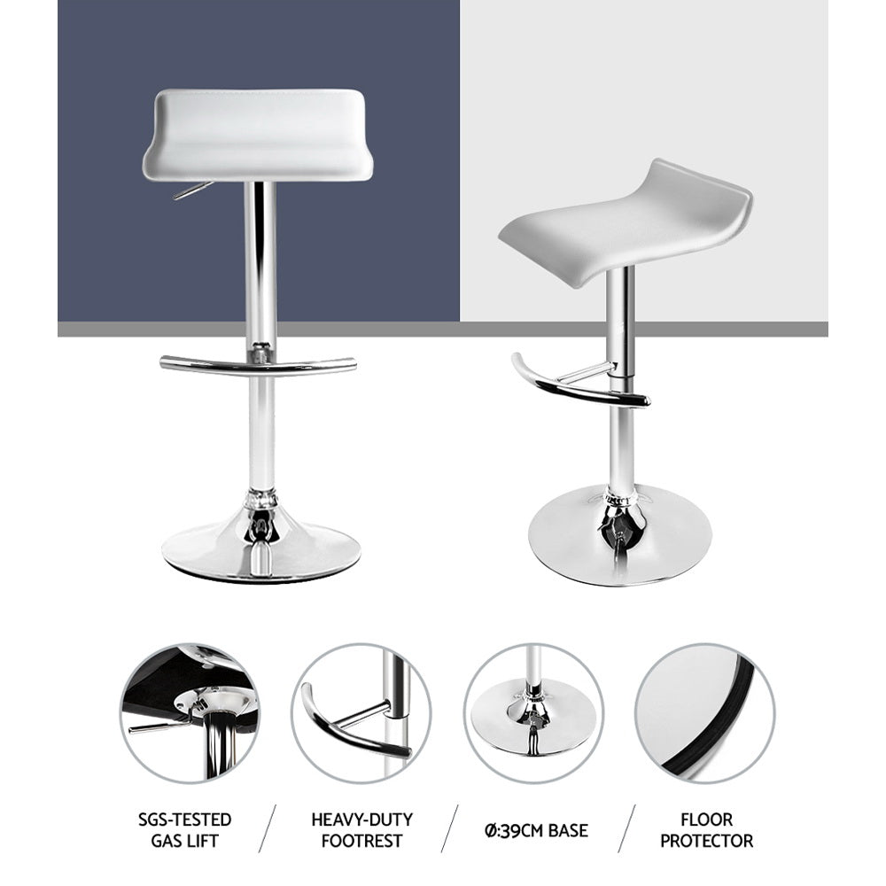 Marlook 4x Bar Stools Adjustable Gas Lift Chairs White