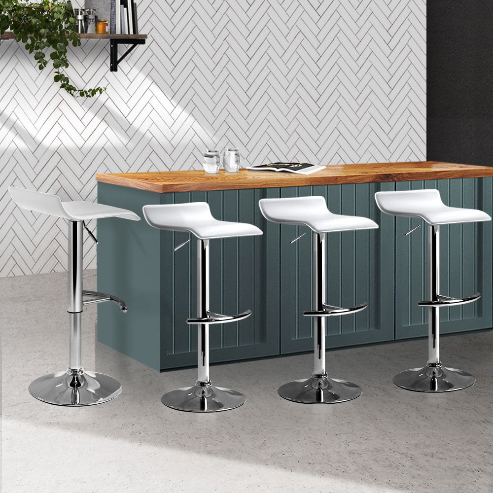 Marlook 4x Bar Stools Adjustable Gas Lift Chairs White