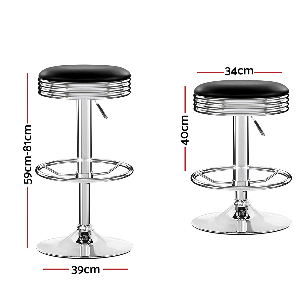 Marlook 4x Bar Stools Leather Padded Gas Lift Silver