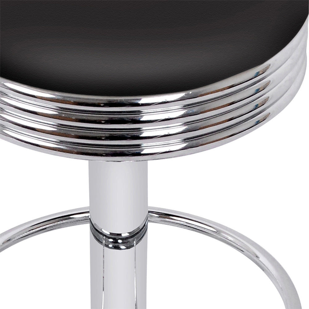 Marlook 4x Bar Stools Leather Padded Gas Lift Silver