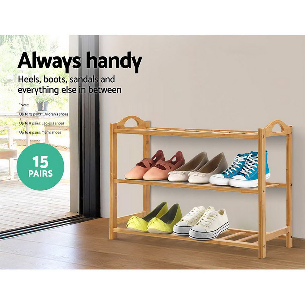 Marlook Shoe Rack Bamboo Shoe Storage 3-tier 9 Pairs