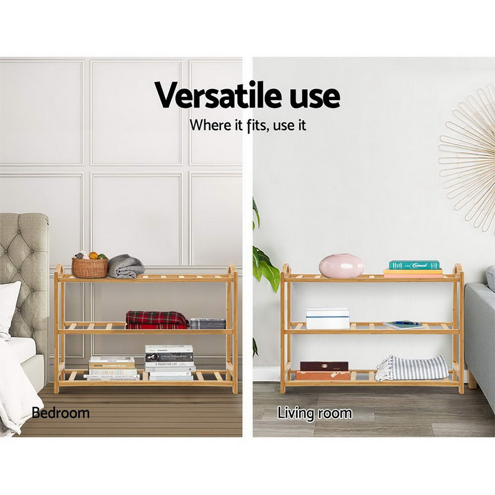 Marlook Shoe Rack Bamboo Shoe Storage 3-tier 9 Pairs