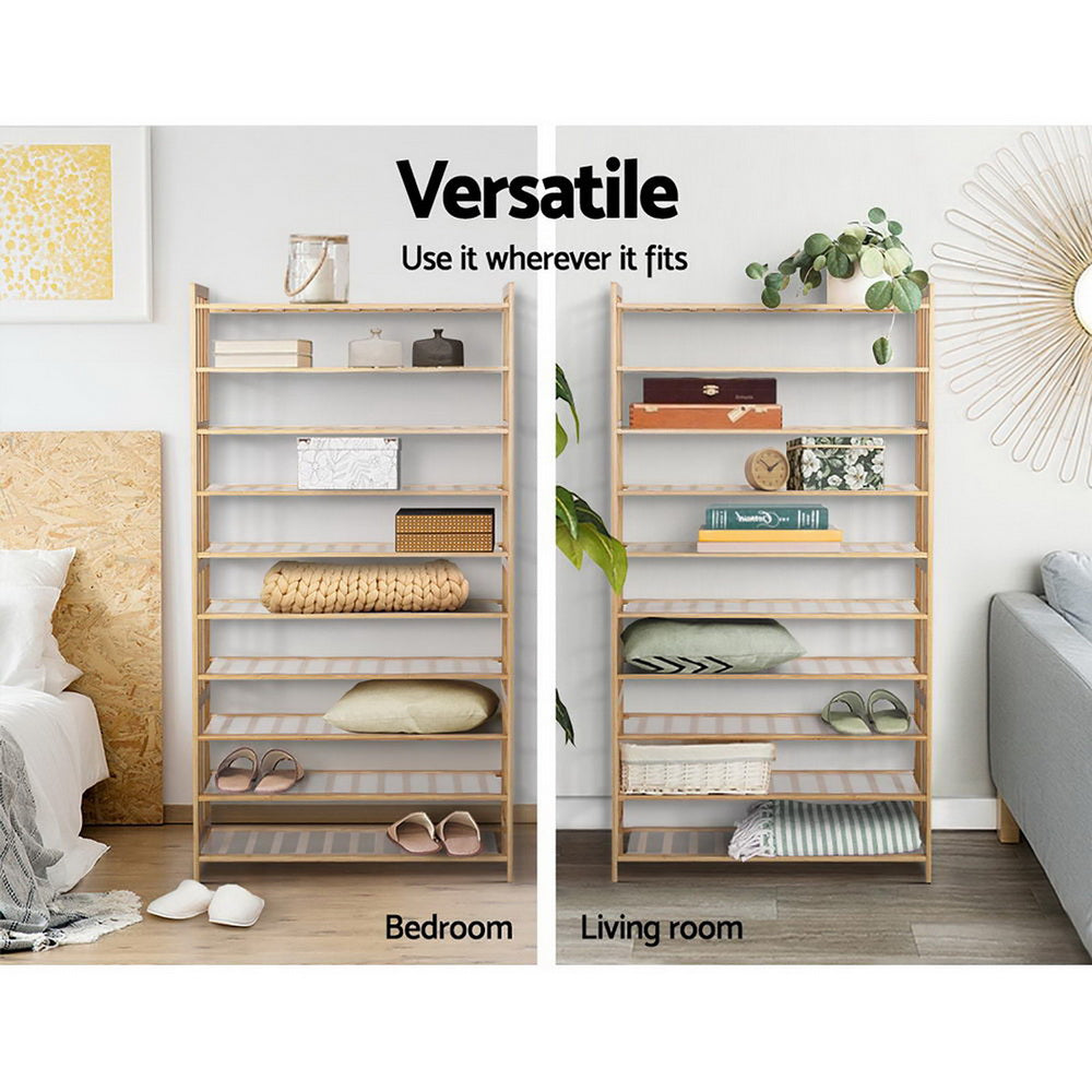 Marlook Shoe Rack Cabinet Bamboo 10-tier 50 Pairs