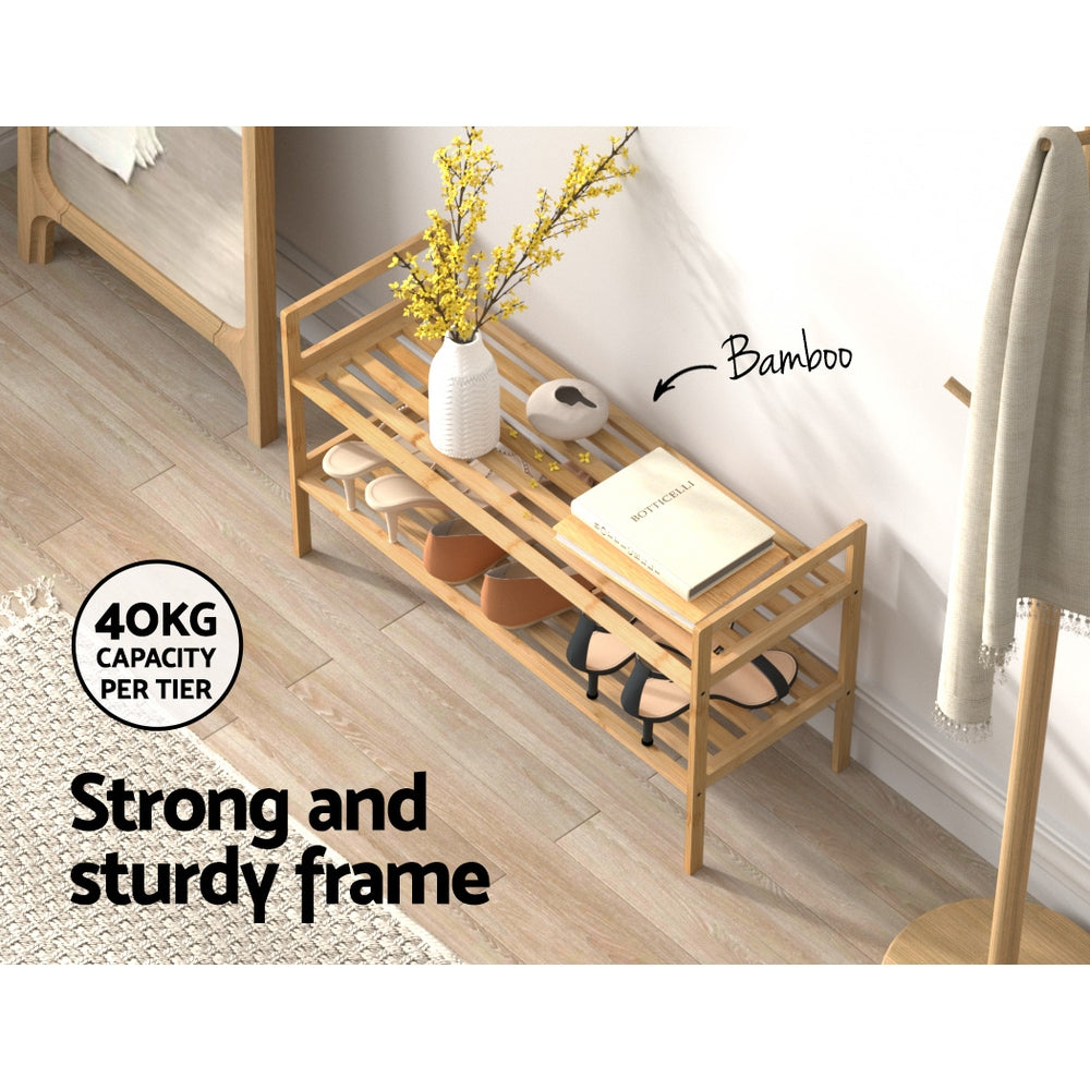 Marlook Shoe Rack Cabinet Bamboo Storage Organiser Pine