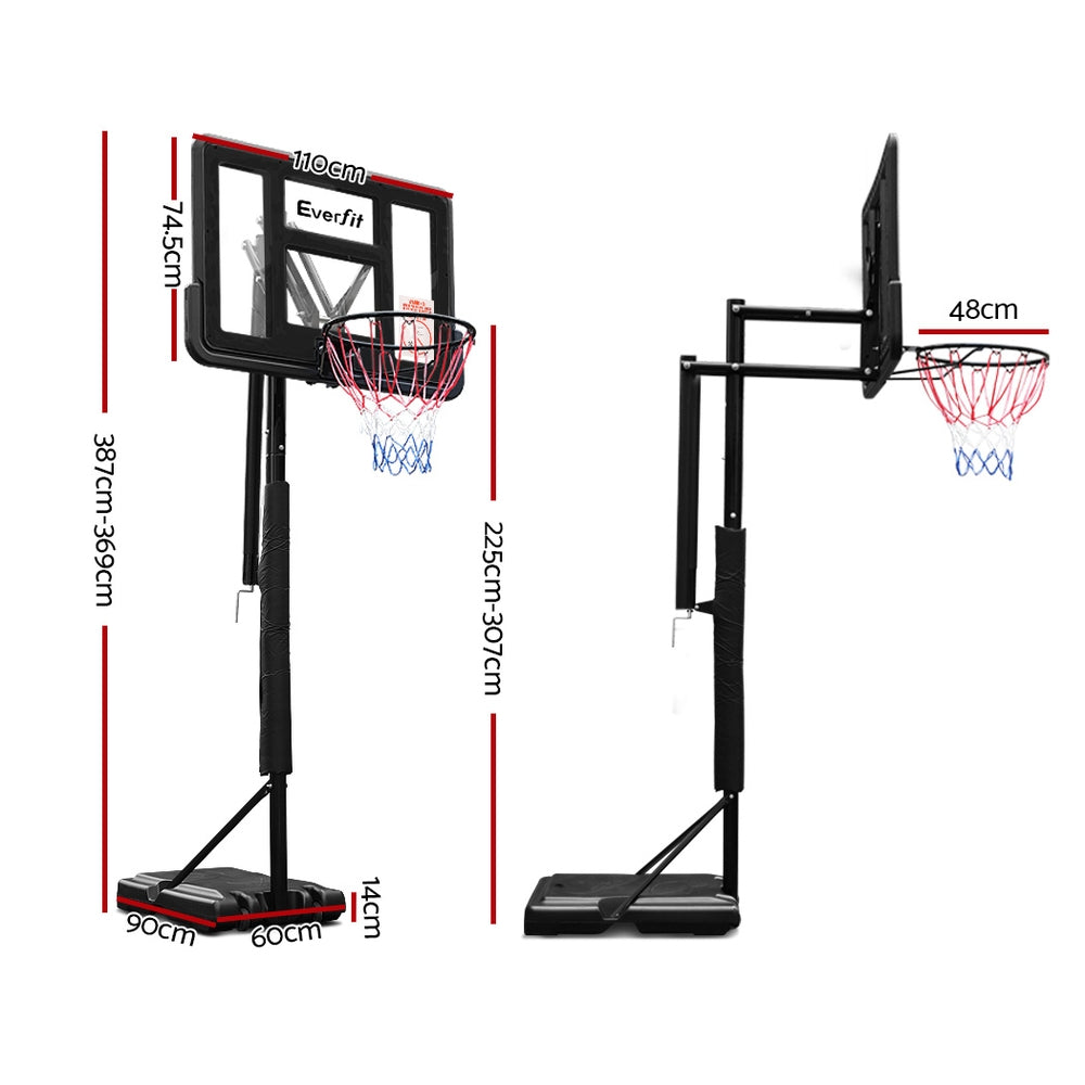 Marlook 3.05M Basketball Hoop Stand System Adjustable Height Portable Pro Black