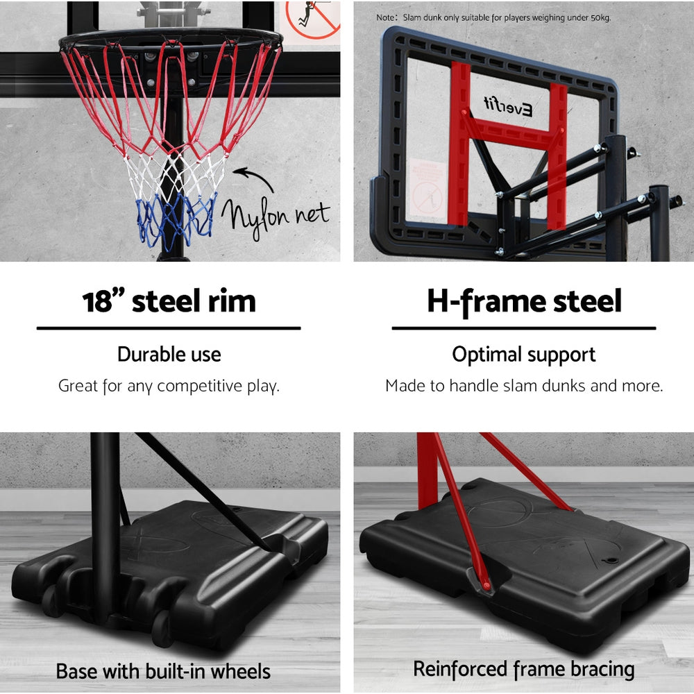 Marlook 3.05M Basketball Hoop Stand System Adjustable Height Portable Pro Black
