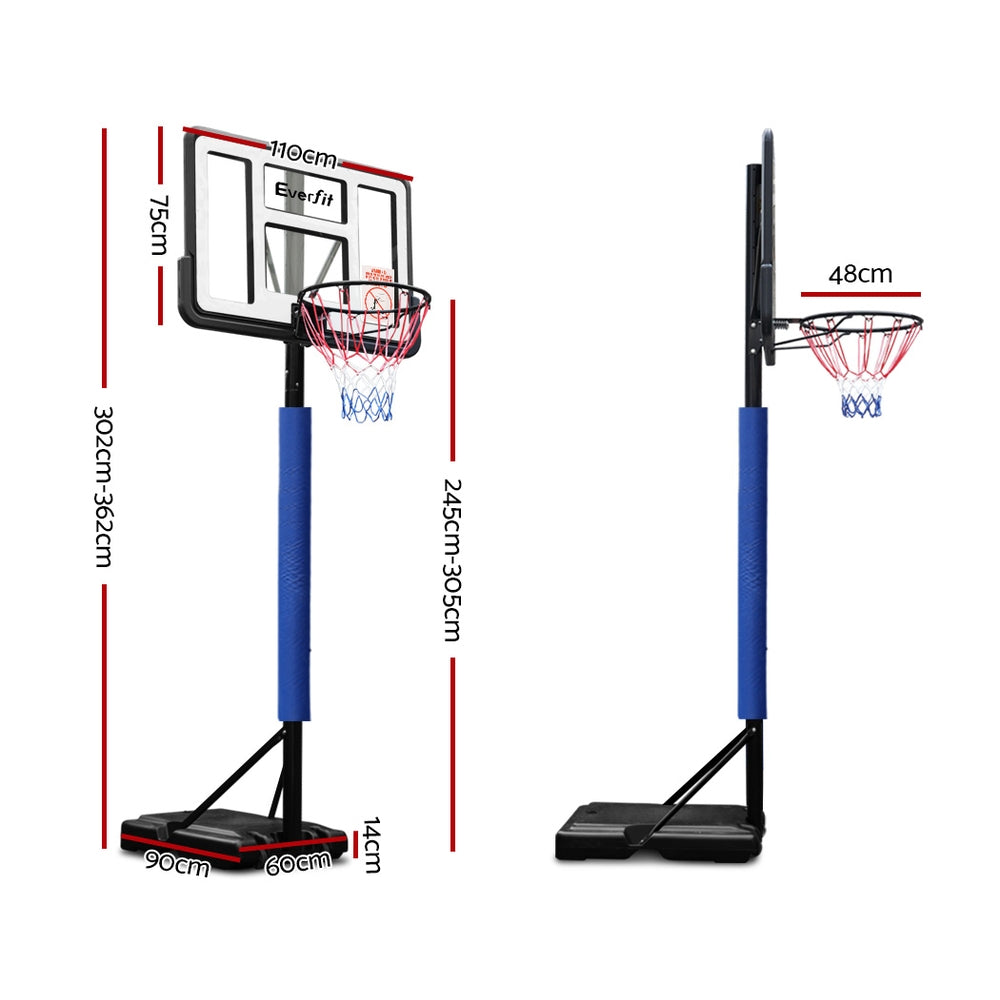 Marlook 3.05M Basketball Hoop Stand System Adjustable Height Portable Pro Blue