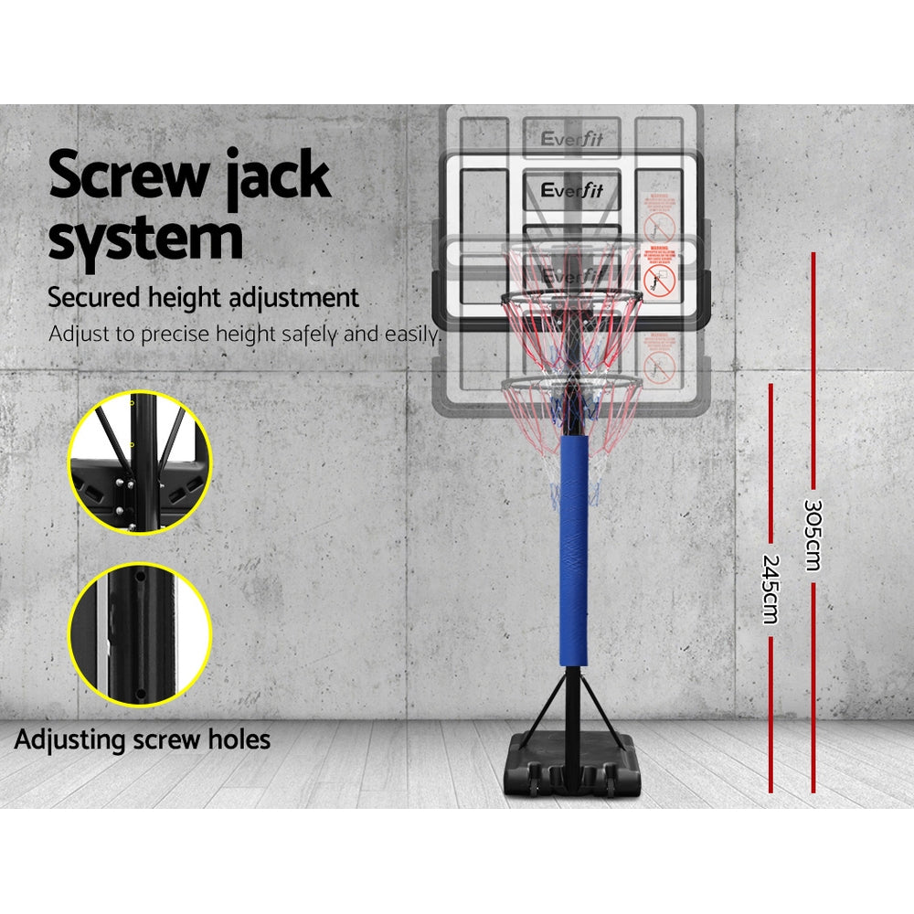 Marlook 3.05M Basketball Hoop Stand System Adjustable Height Portable Pro Blue