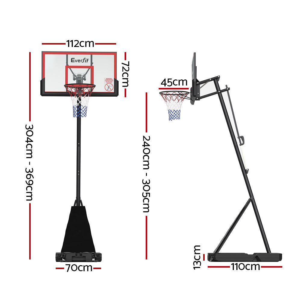 Marlook 3.05M Basketball Hoop Stand System Adjustable Height Portable Red Pro