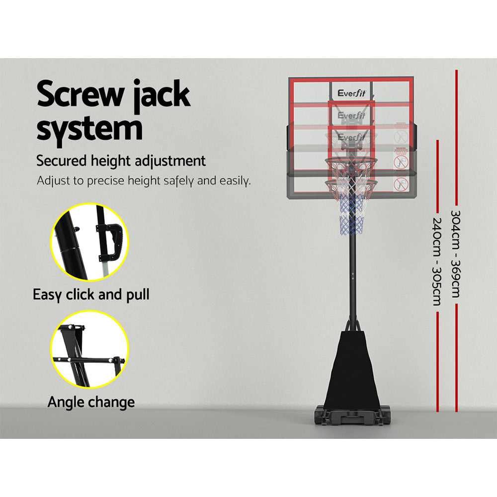 Marlook 3.05M Basketball Hoop Stand System Adjustable Height Portable Red Pro
