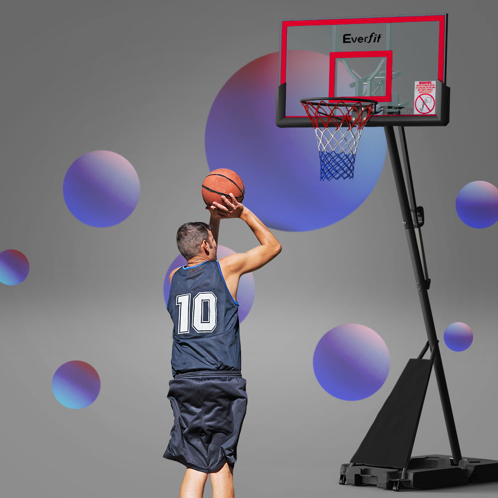 Marlook 3.05M Basketball Hoop Stand System Adjustable Height Portable Red Pro