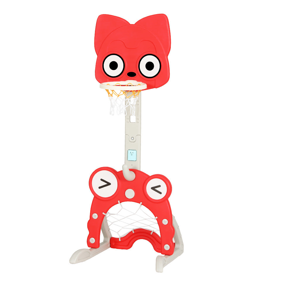 Marlook Kids Basketball Hoop Stand Adjustable 5-in-1 Sports Center Toys Set Red