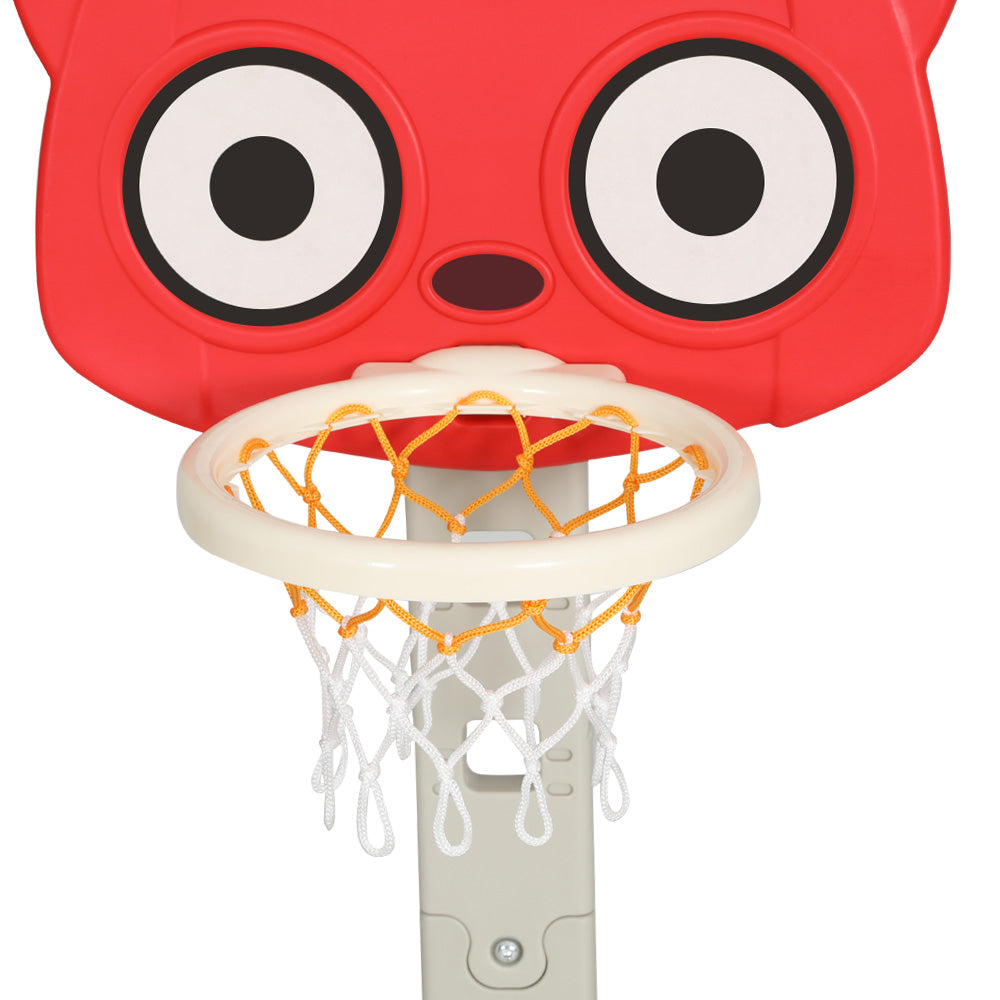 Marlook Kids Basketball Hoop Stand Adjustable 5-in-1 Sports Center Toys Set Red