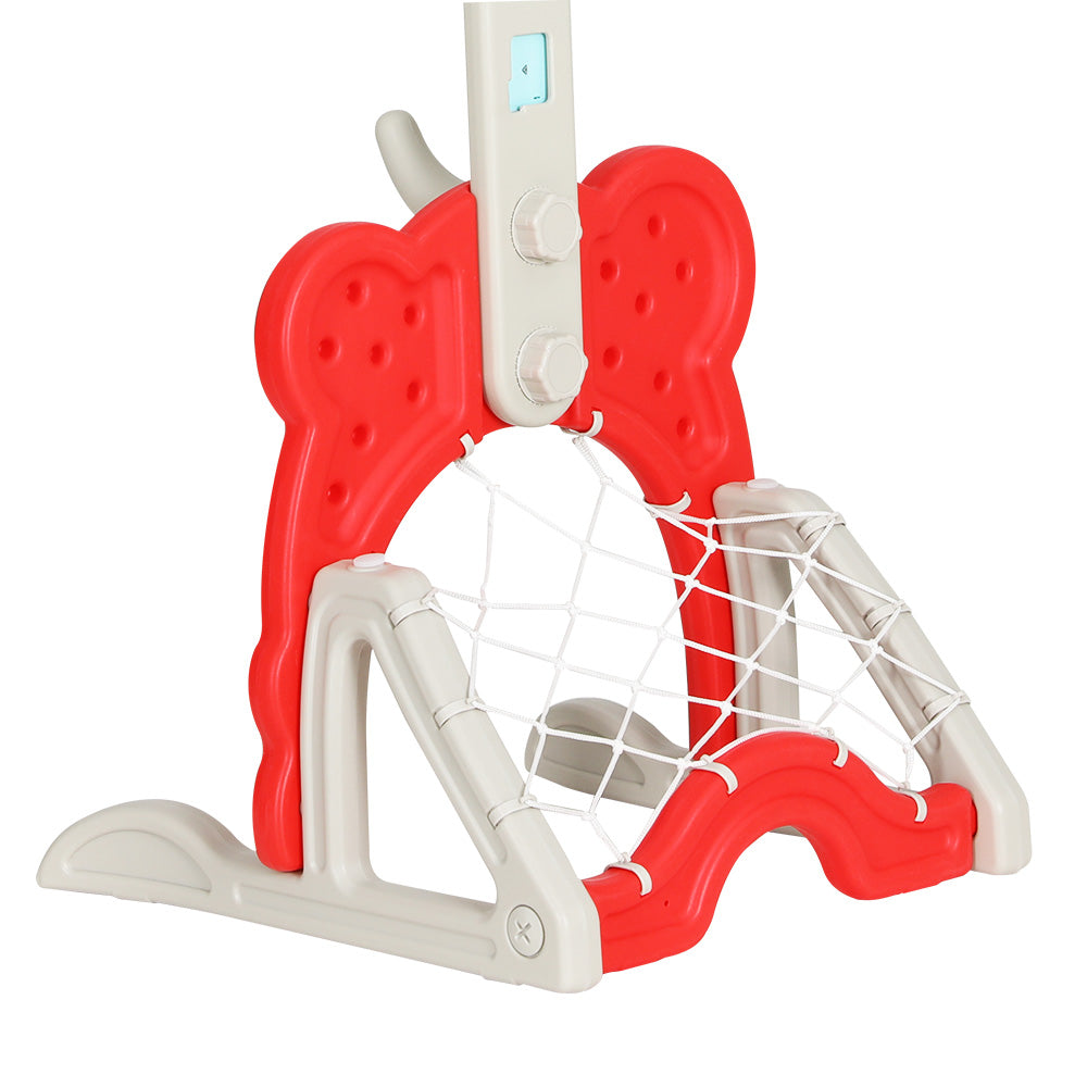 Marlook Kids Basketball Hoop Stand Adjustable 5-in-1 Sports Center Toys Set Red