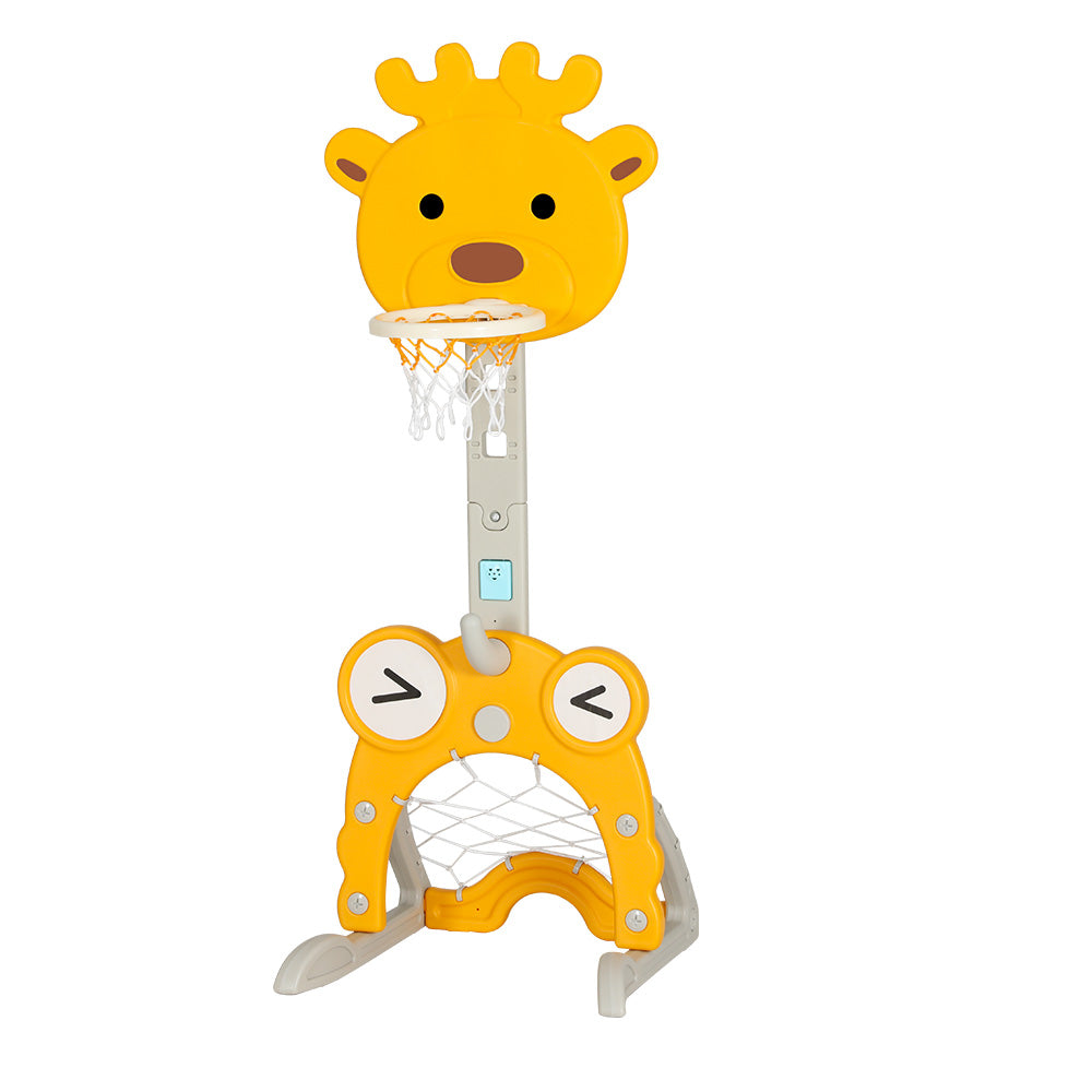 Marlook Kids Basketball Hoop Stand Adjustable 5-in-1 Sports Center Toys Set Yellow