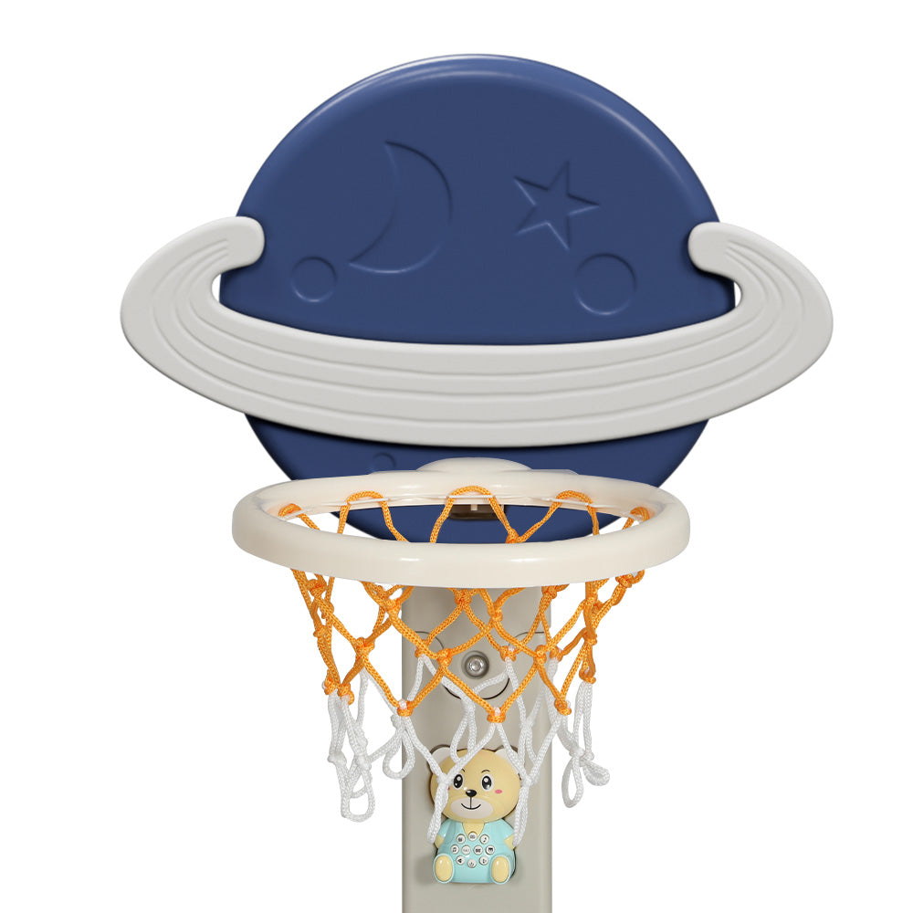 Marlook Kids Basketball Hoop Stand Adjustable 6-in-1 Sports Center Toys Set Blue