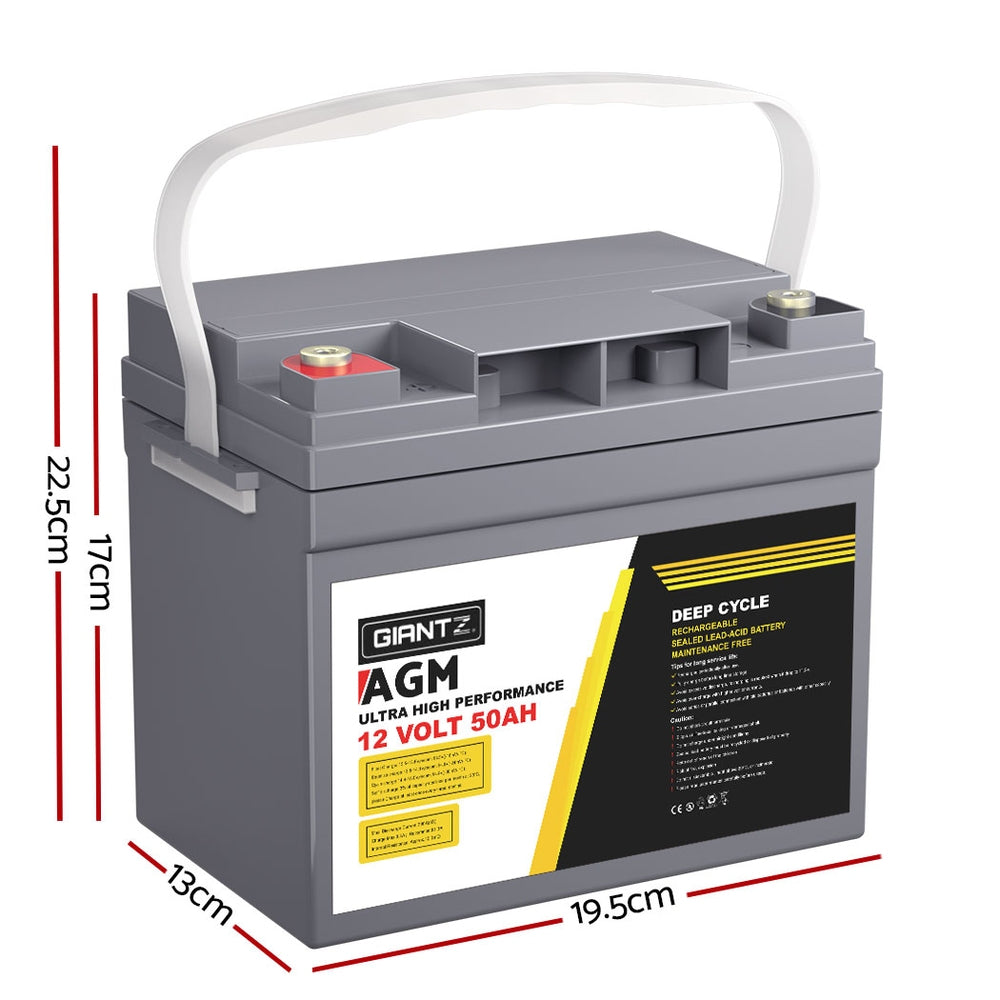 Marlook AGM Deep Cycle Battery 12V 50Ah x2 Box Portable Solar Marlook Camping