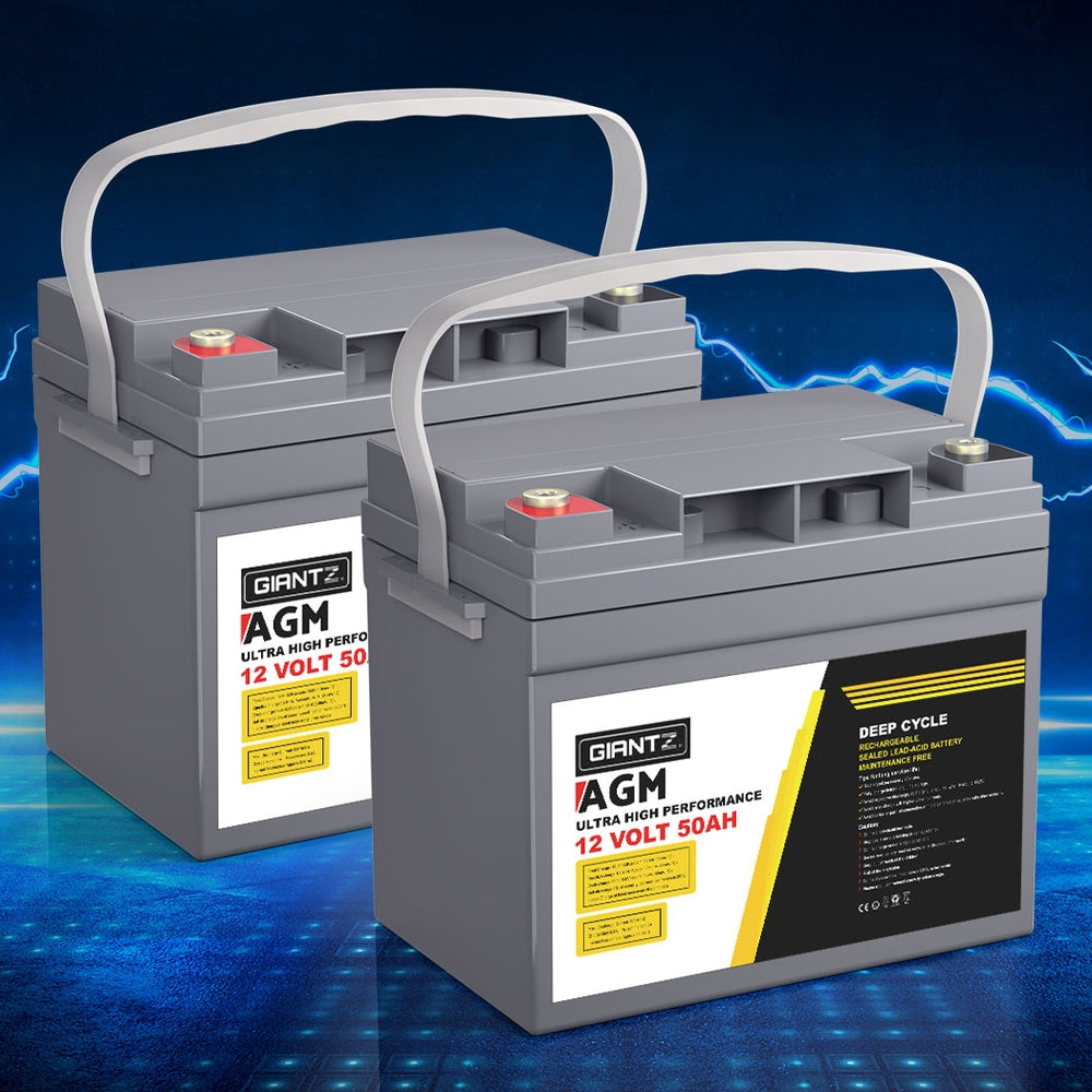 Marlook AGM Deep Cycle Battery 12V 50Ah x2 Box Portable Solar Marlook Camping