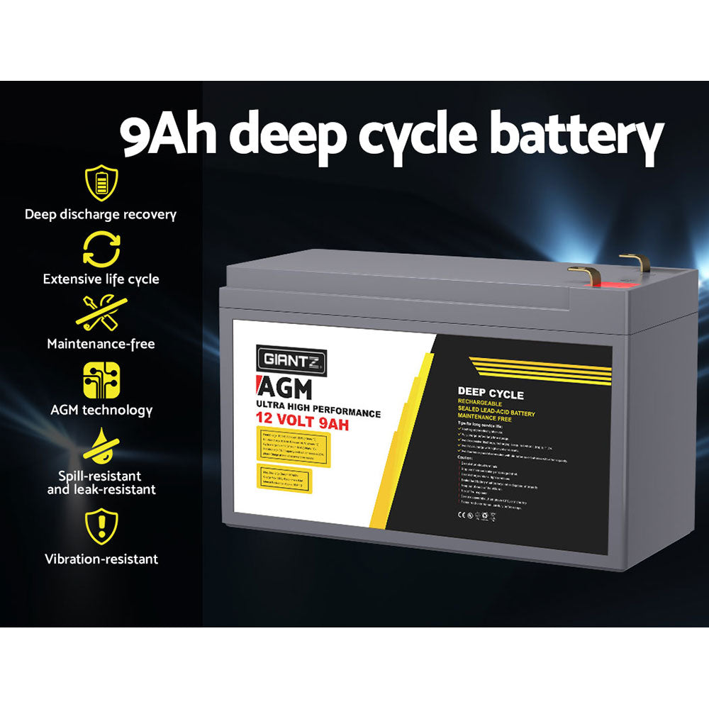 Marlook AGM Deep Cycle Battery 12V 9Ah Box Portable Solar Marlook Camping