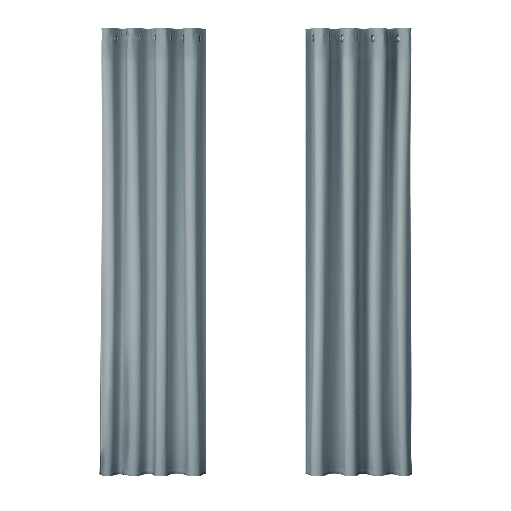 Marlook 2X Blockout Curtains Eyelet 140x230cm Grey