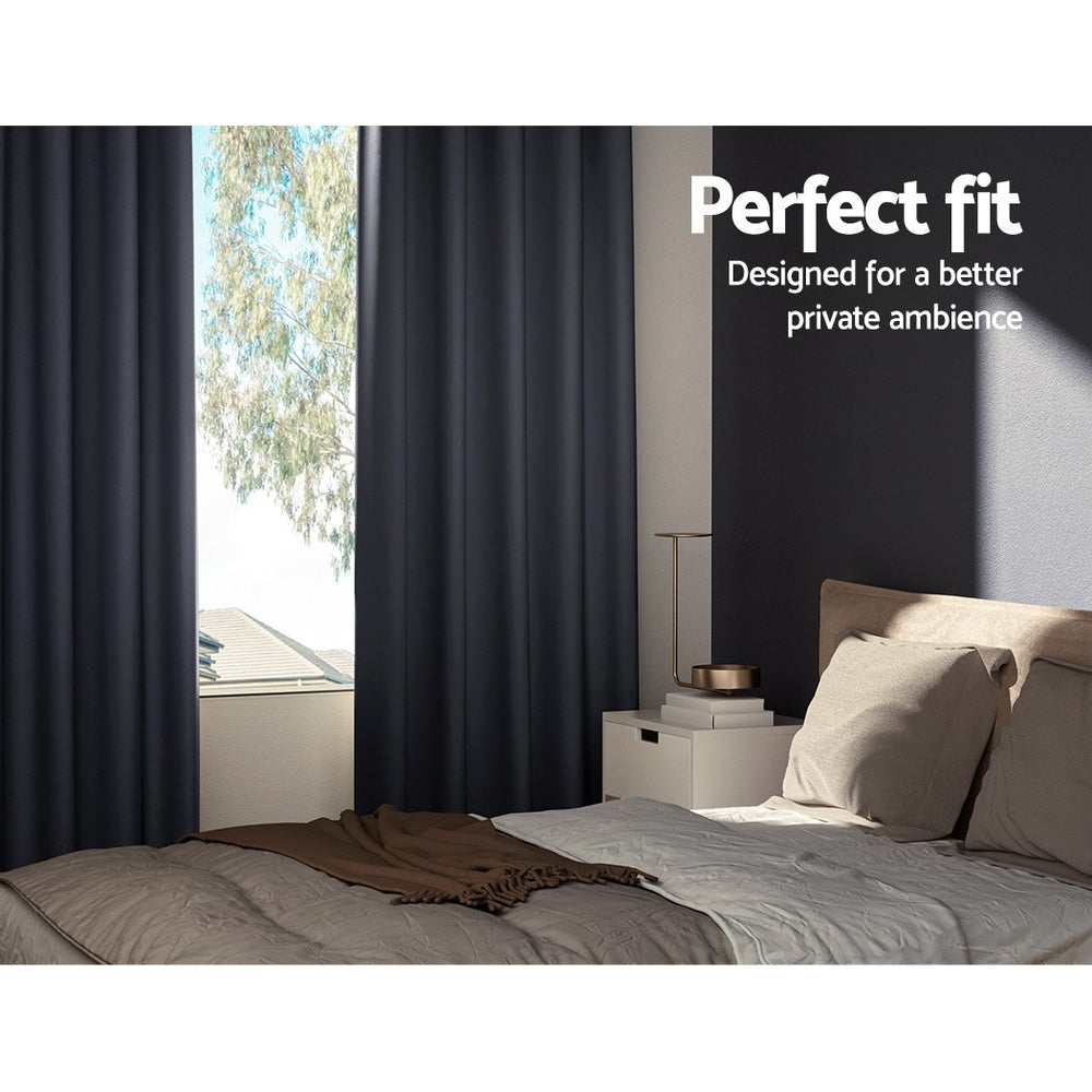 Marlook 2X Blockout Curtains Eyelet 180x213cm Charcoal