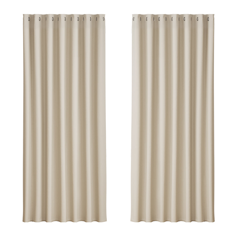 Marlook 2X Blockout Curtains Eyelet 240x230cm Beige