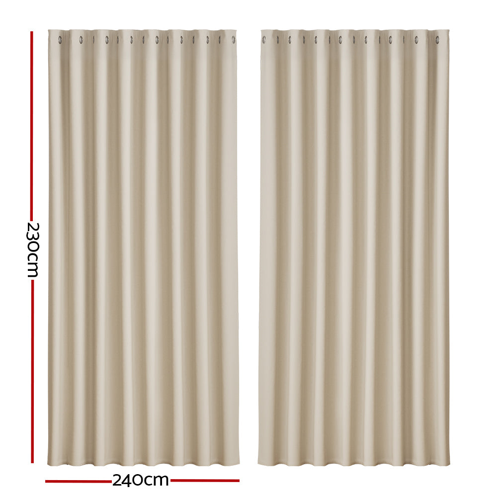 Marlook 2X Blockout Curtains Eyelet 240x230cm Beige