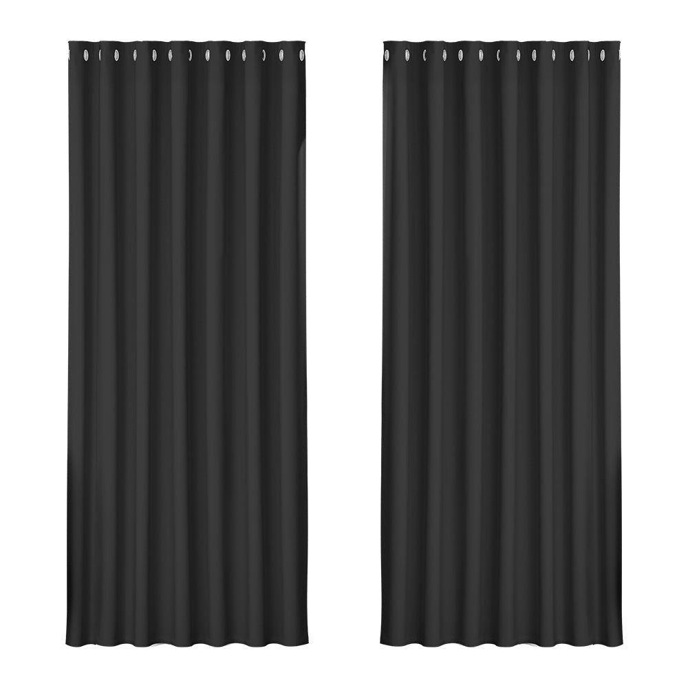 Marlook 2X Blockout Curtains Eyelet 240x230cm Black