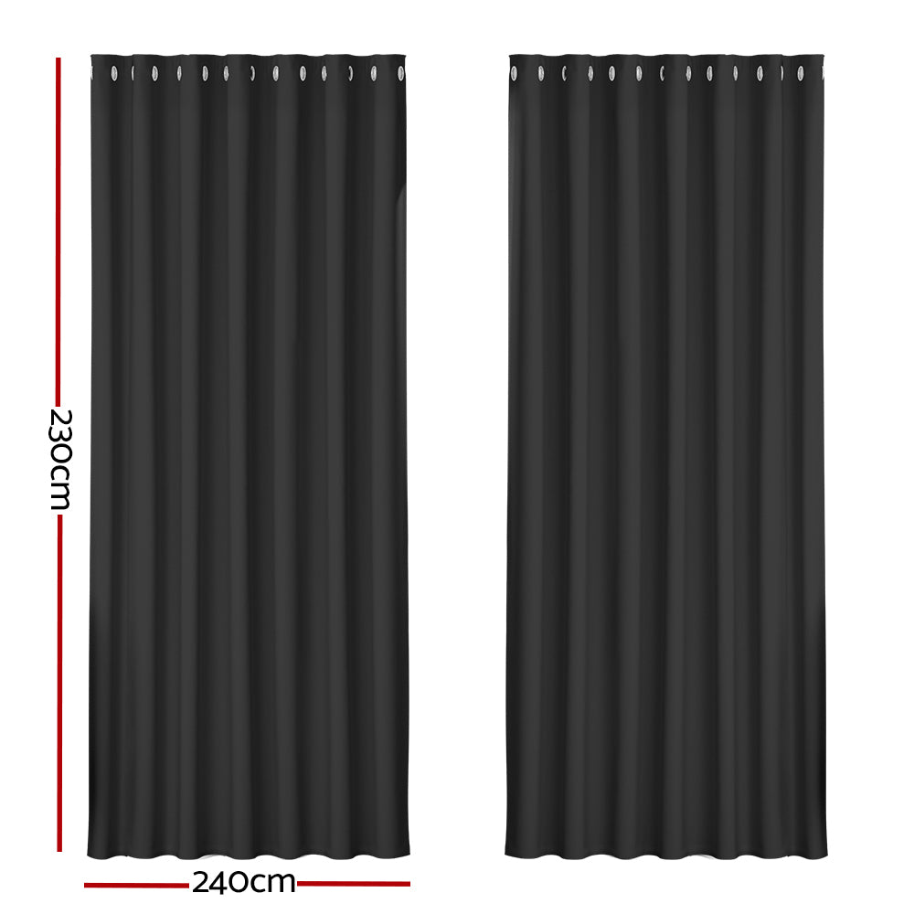 Marlook 2X Blockout Curtains Eyelet 240x230cm Black