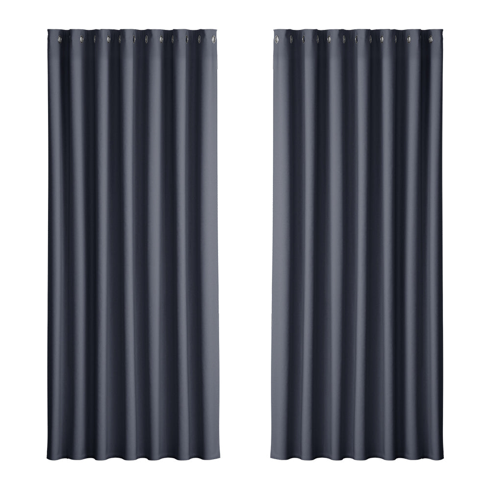 Marlook 2X Blockout Curtains Eyelet 240x230cm Charcoal