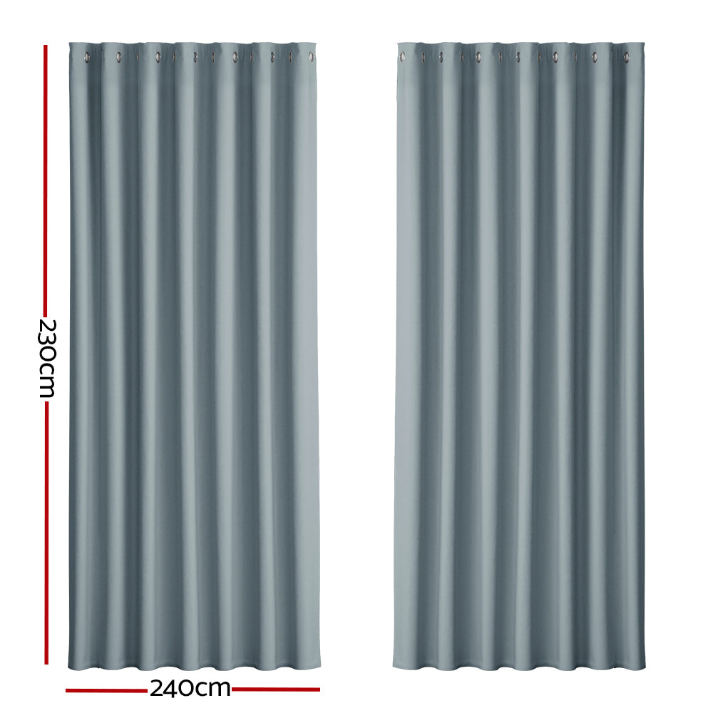 Marlook 2X Blockout Curtains Eyelet 240x230cm Grey