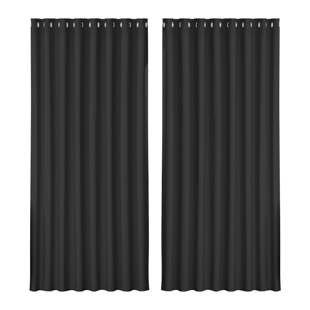 Marlook 2X Blockout Curtains Eyelet 300x230cm Black