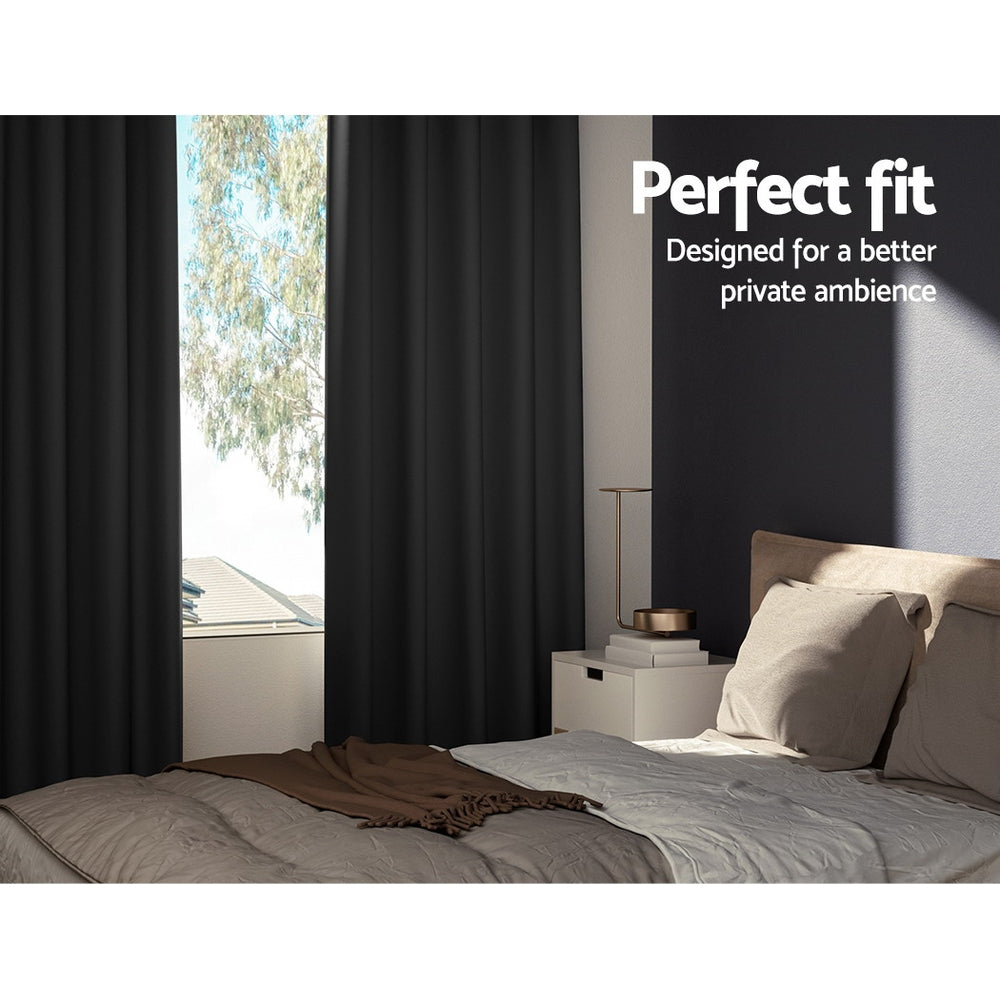 Marlook 2X Blockout Curtains Eyelet 300x230cm Black