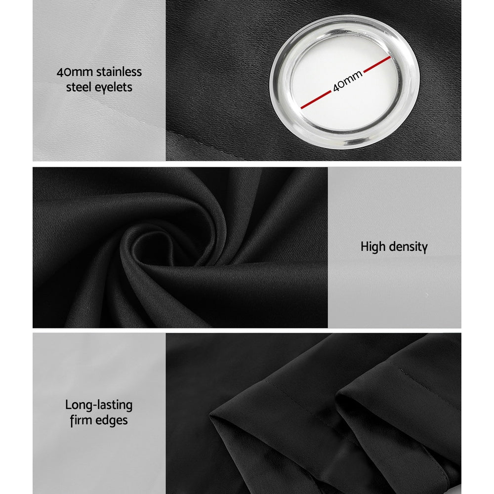 Marlook 2X Blockout Curtains Eyelet 300x230cm Black