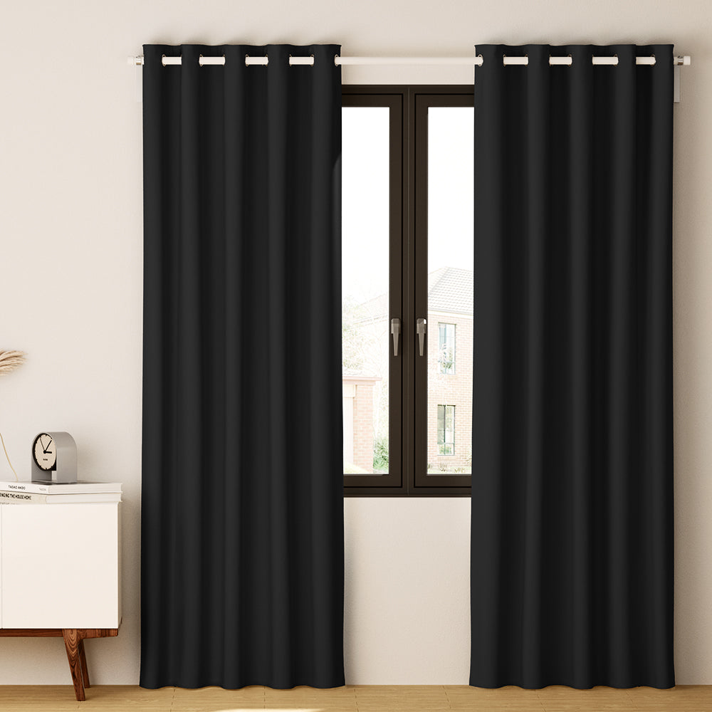 Marlook 2X Blockout Curtains Eyelet 300x230cm Black