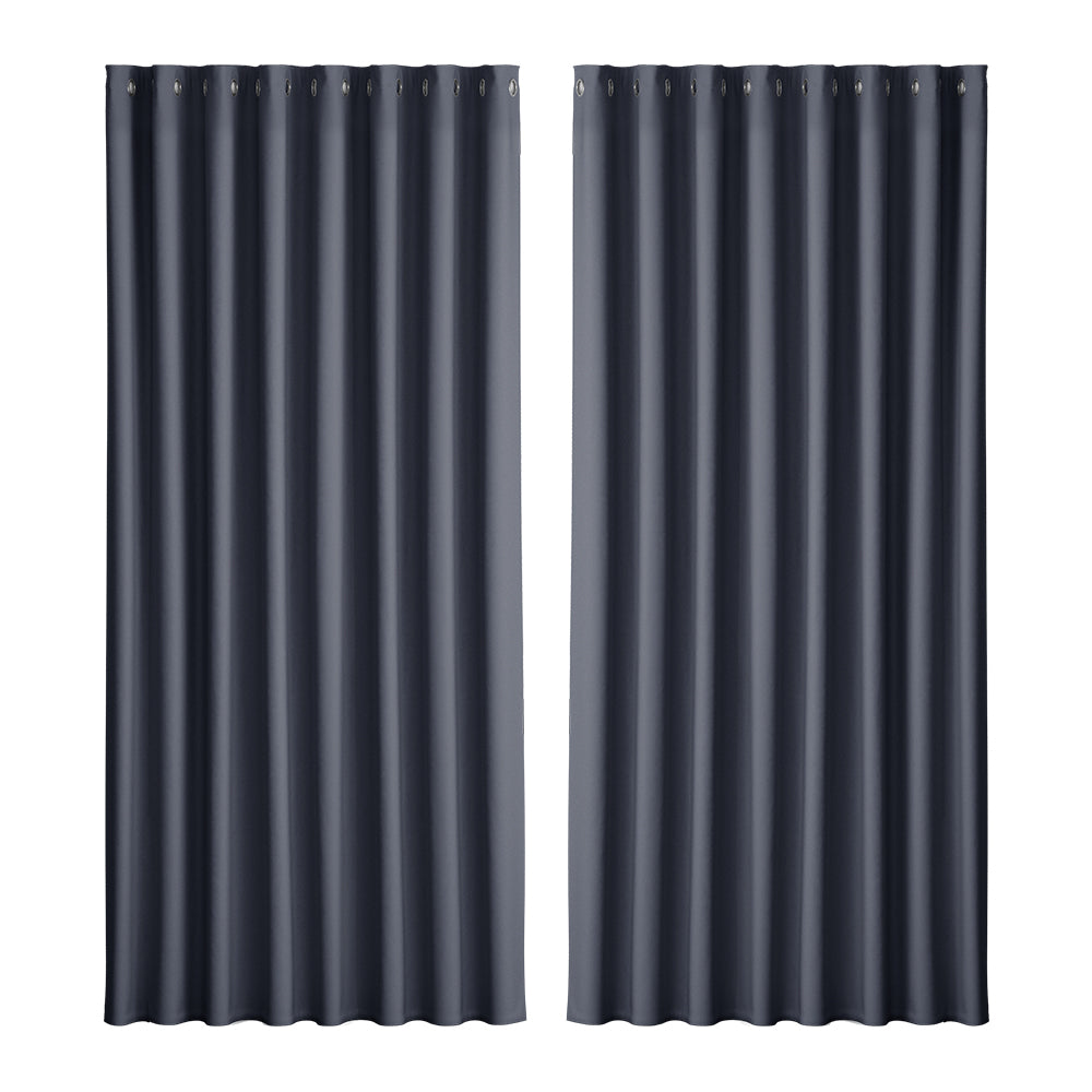 Marlook 2X Blockout Curtains Eyelet 300x230cm Charcoal