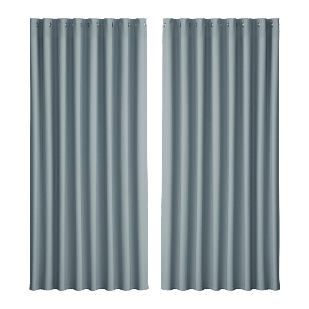 Marlook 2X Blockout Curtains Eyelet 300x230cm Grey