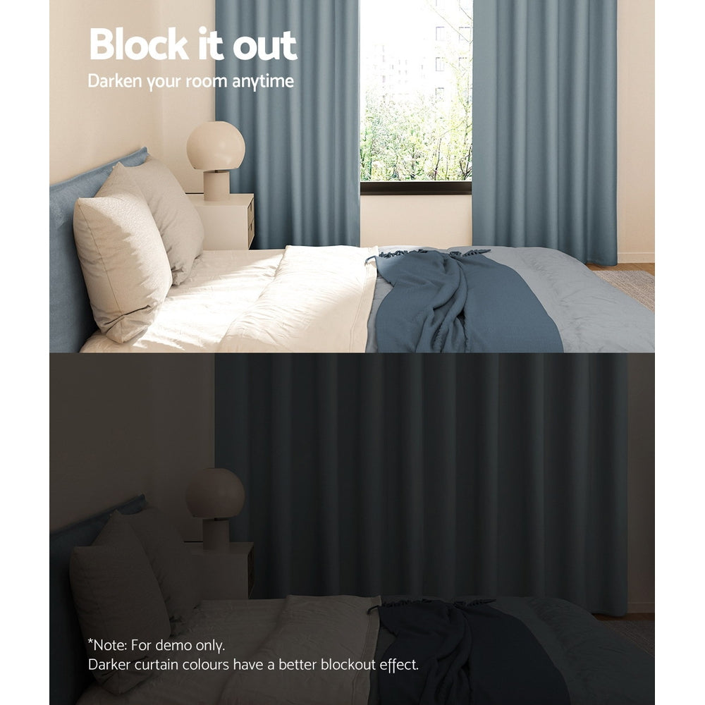 Marlook 2X Blockout Curtains Eyelet 300x230cm Grey