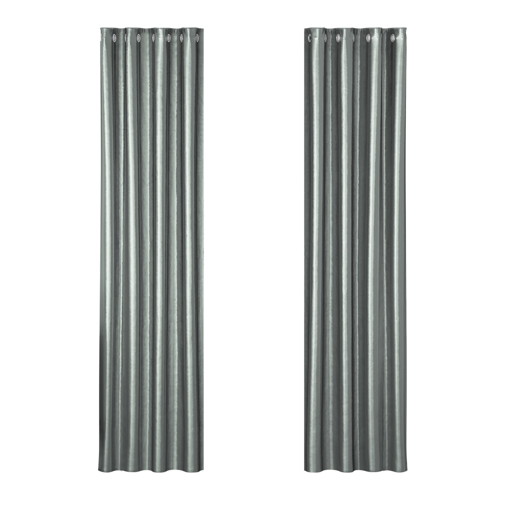 Marlook 2X Blockout Curtains Eyelet 140x230cm Grey Shine