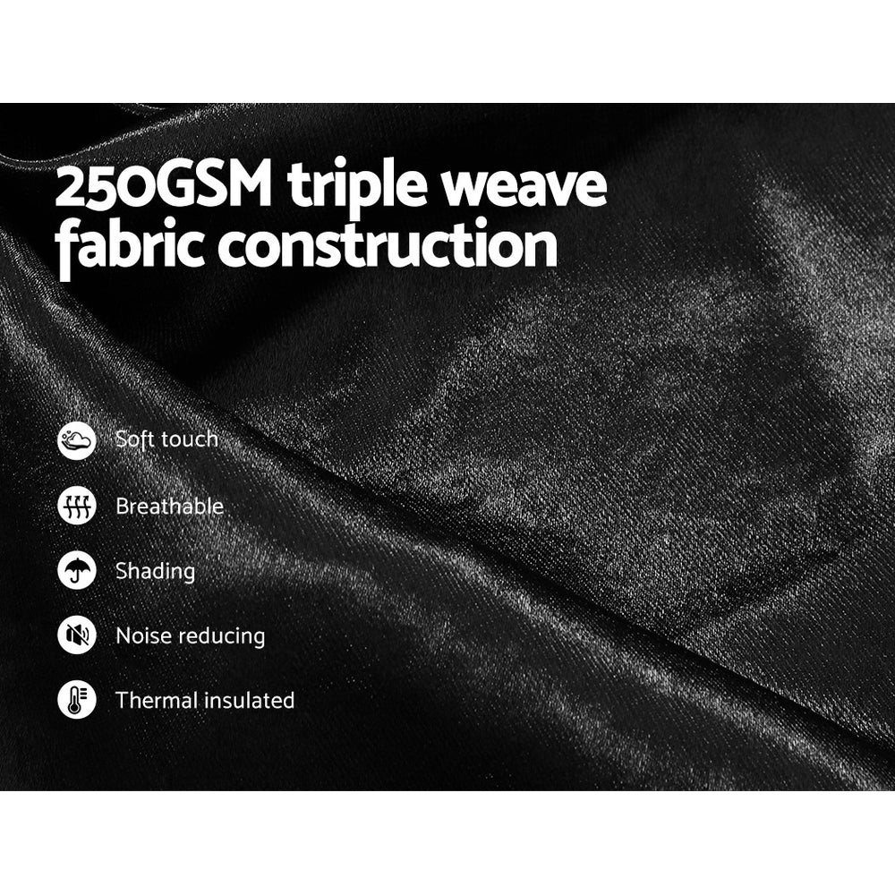 Marlook 2X Blockout Curtains Eyelet 180x213cm Black Shine